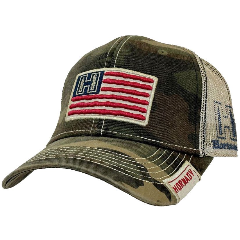 Hornady twill H logo cap in grey and red